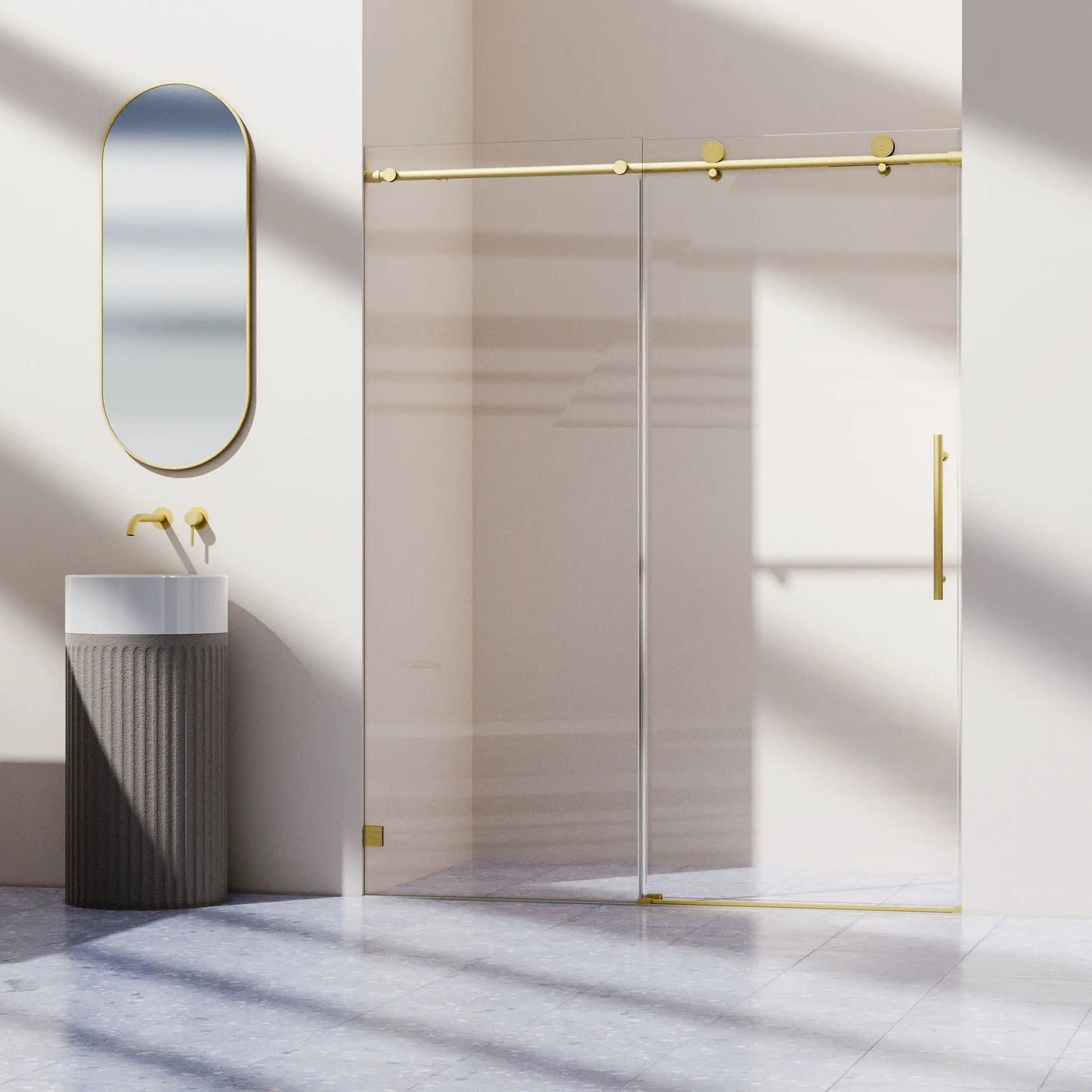 Frameless, Single Sliding Soft Close Shower Doors, 5/16" Sgcc Tempered Glass by HouseOfZazla