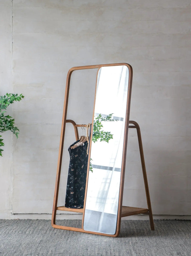Clothes Hanger With Mirror, Large - Brown by HouseOfZazla