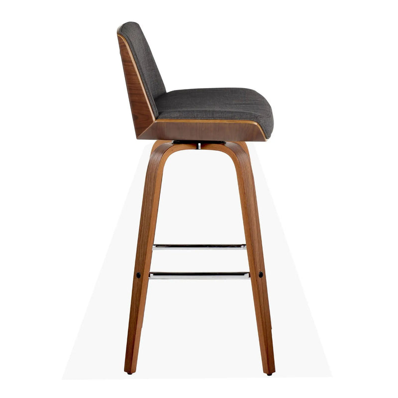 Corazza - Mid Century Modern Fixed Height Barstool With Swivel With Square Footrest (Set of 2) by Unique Piece Furniture