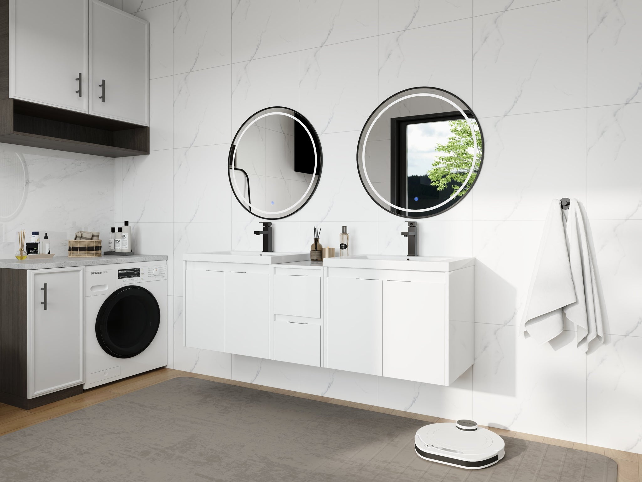 60" Bathroom Vanity With Resin Sink, Soft Close Doors and 1-Side Cabinet by HouseOfZazla