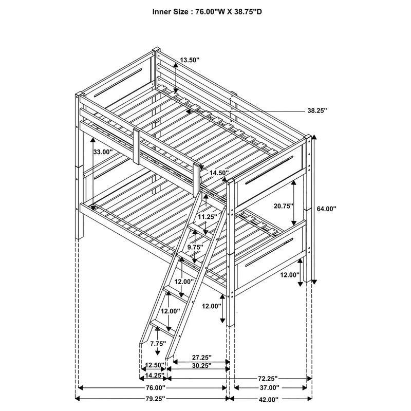 Littleton Wood Twin Over Twin Bunk Bed White by Unique Piece Furniture