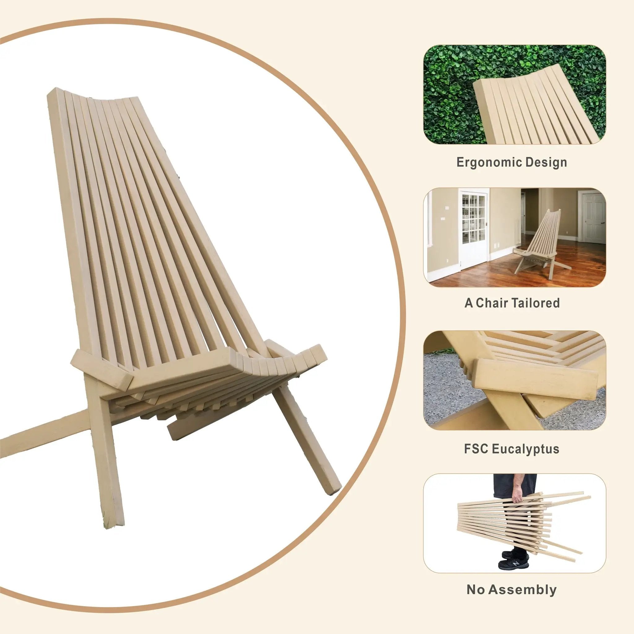 Folding Acacia Wood Outdoor Lounge Chair by HouseOfZazla