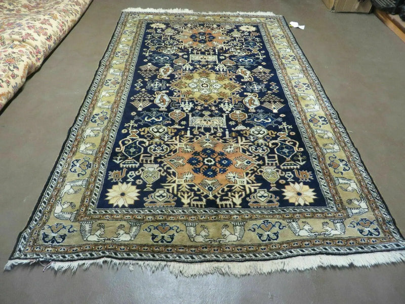 Persian Qum Rug 5.6 x 8.8, Navy Blue by Jewel Rugs