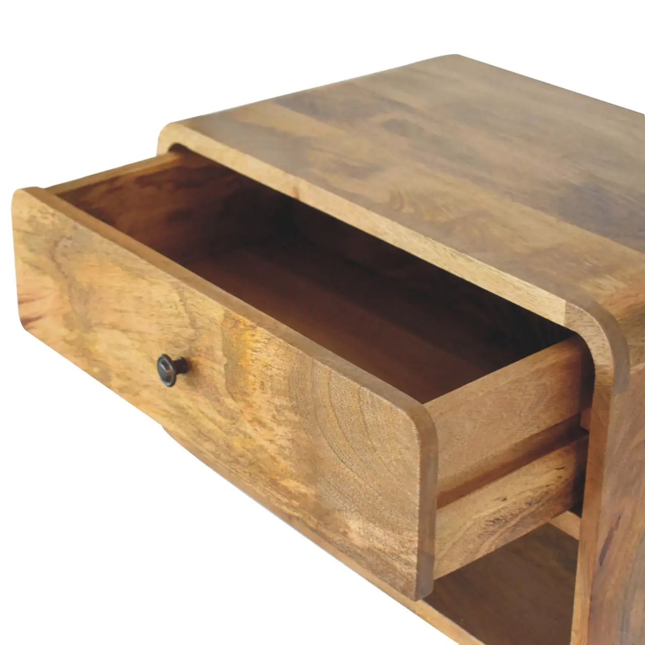 Solid Wood Large Floating Curve Open Slot Bedside by HouseOfZazla