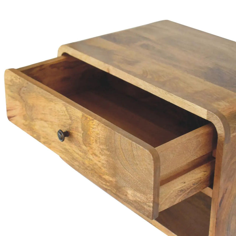 Solid Wood Large Floating Curve Open Slot Bedside by HouseOfZazla