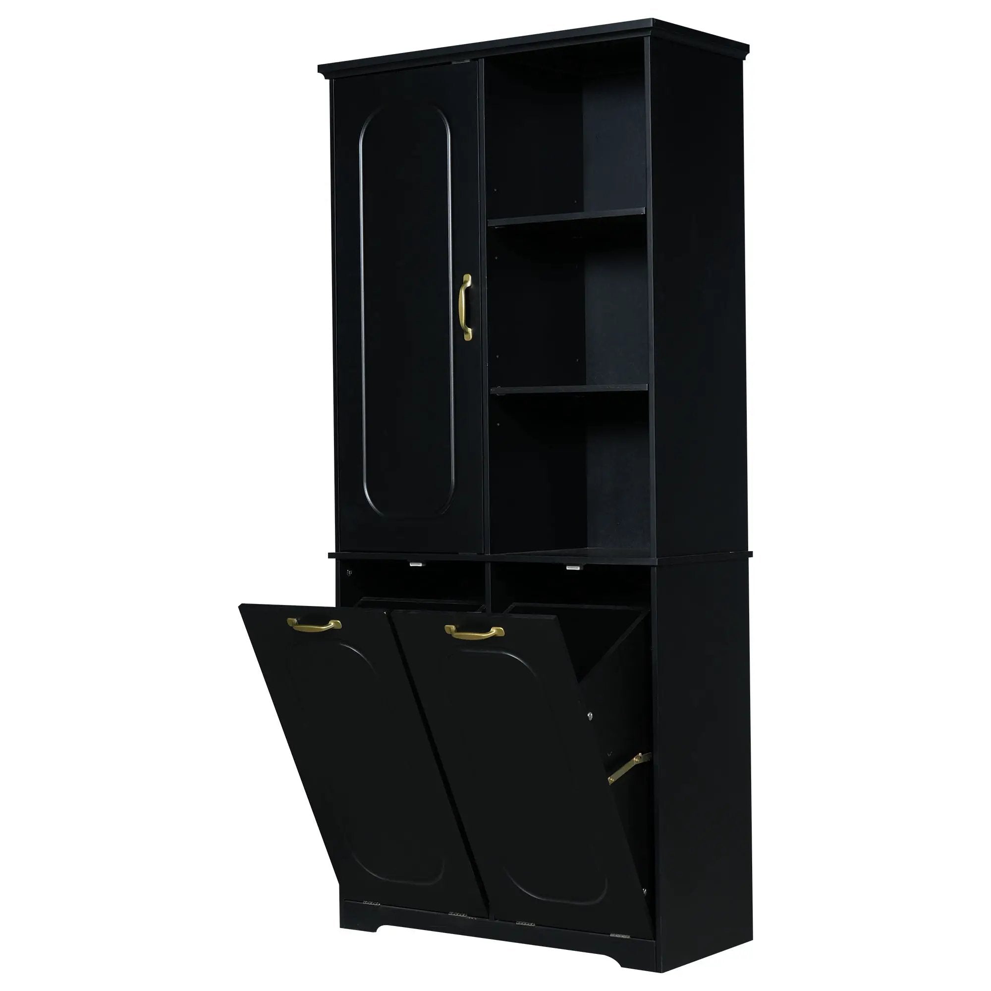 Freestanding Tall Storage Cabinet With 2 Tilt-Out Hampers by HouseOfZazla