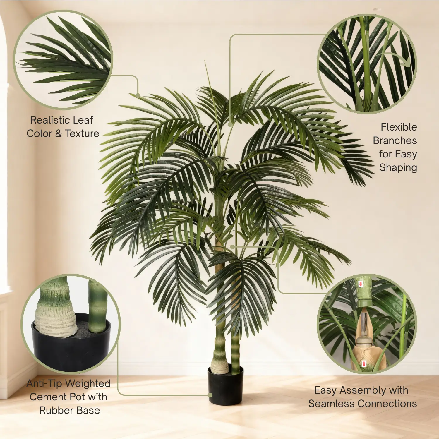 6FT Artificial Palm Tree with Realistic Detail by HouseOfZazla