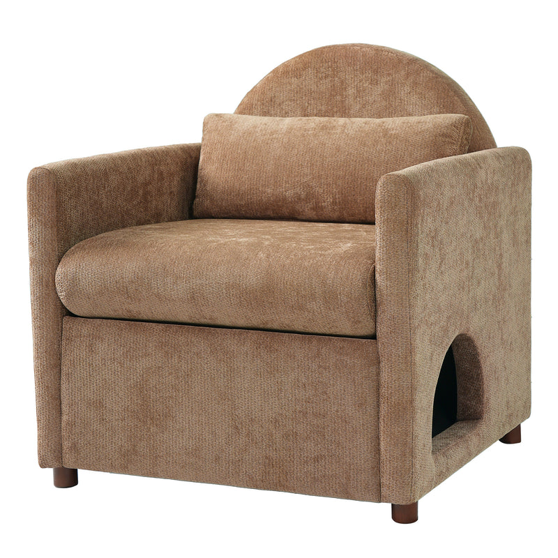 Coffee Pet Friendly Accent Chair with Hidden Pet Nook by HouseOfZazla