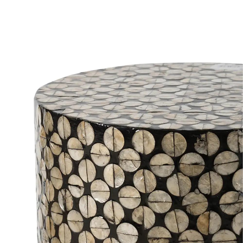 D14x20" Cylindrical Garden Capiz Stool Black/Gold by HouseOfZazla