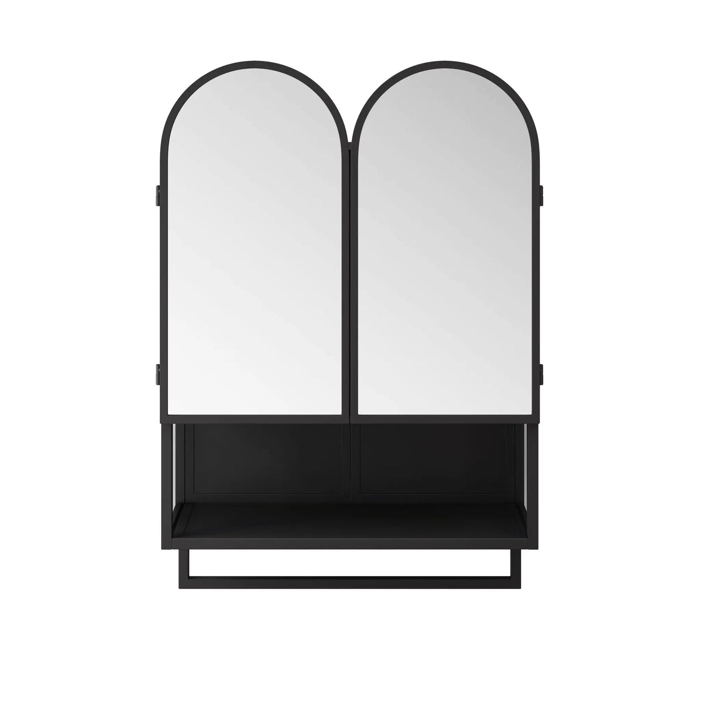 Double Arched Mirror Wall Cabinet With 2 Doors, Featuring Adjustable Shelves And Towel Rack by HouseOfZazla