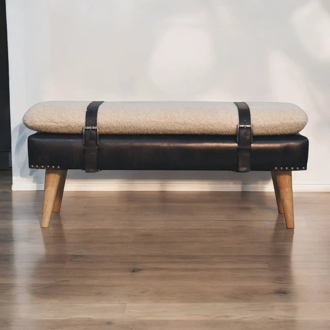 Bouclé Buffalo Hide Bench by HouseOfZazla
