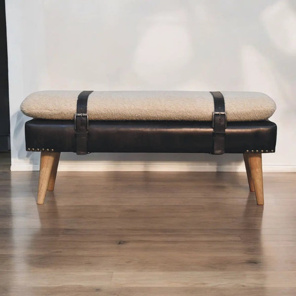 Bouclé Buffalo Hide Bench