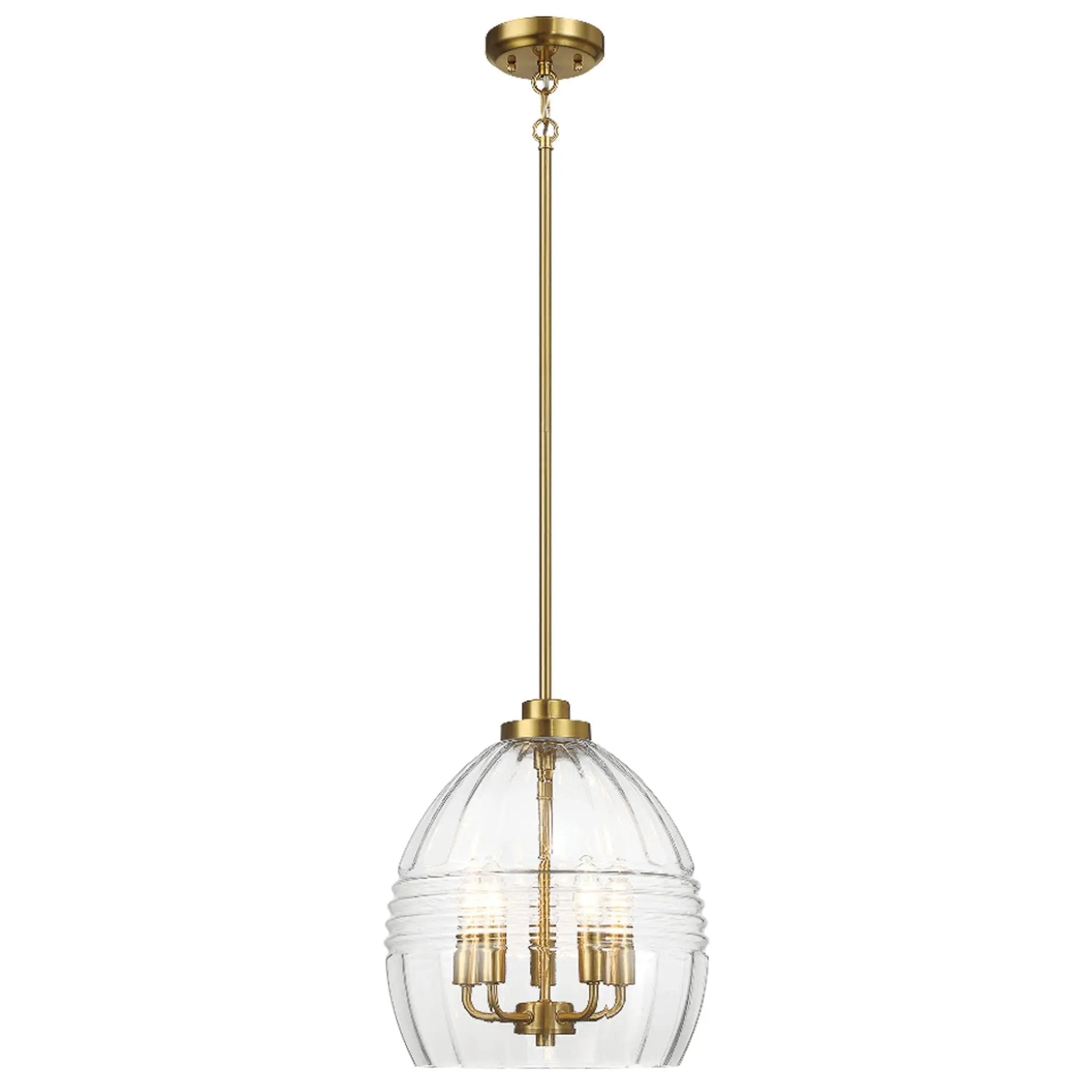 Zen Five Pendant Chain Hanging Light with Clear Glass - Satin by HouseOfZazla