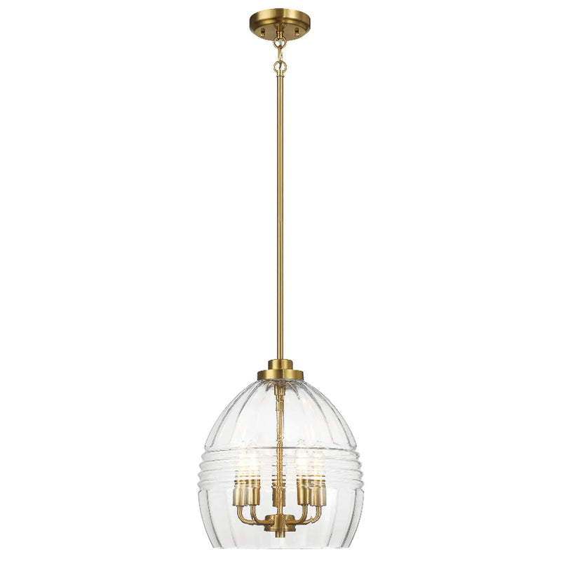 Zen Five Pendant Chain Hanging Light with Clear Glass - Satin by HouseOfZazla