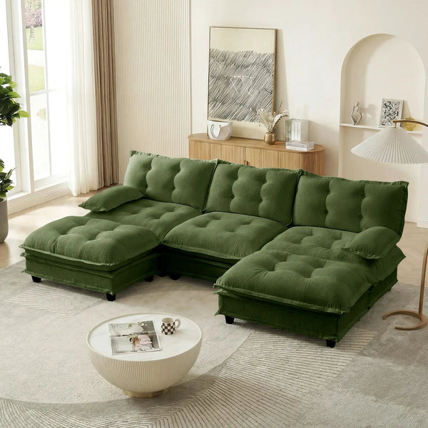 107" U Shaped Modern Sofa Modular Sectional Cloud Couch with Ottomans, photo 2 of 10