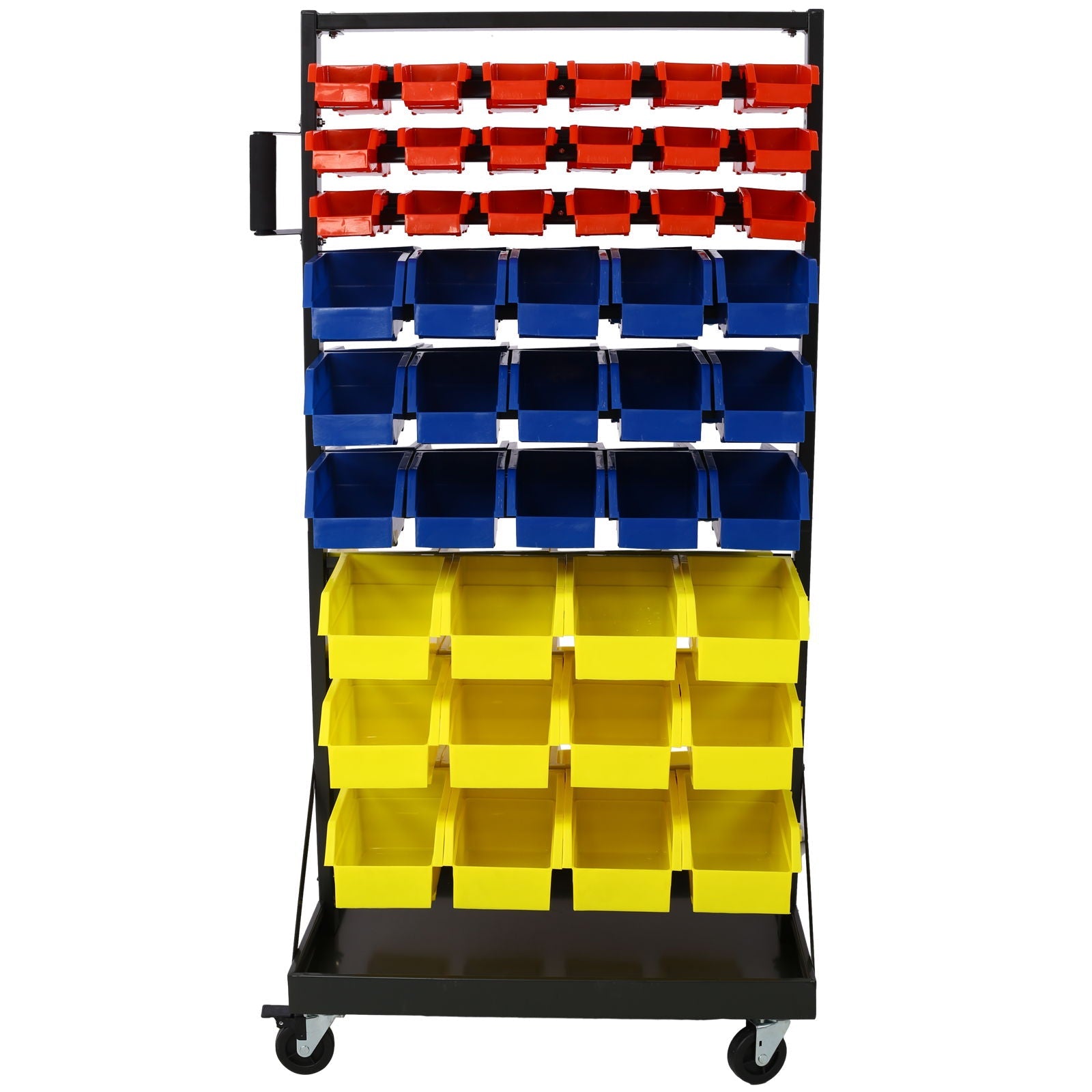 90 Parts Bin Shelving Storage Organizer With Locking Wheels For Shop Garage And Home - Black / Yellow by HouseOfZazla