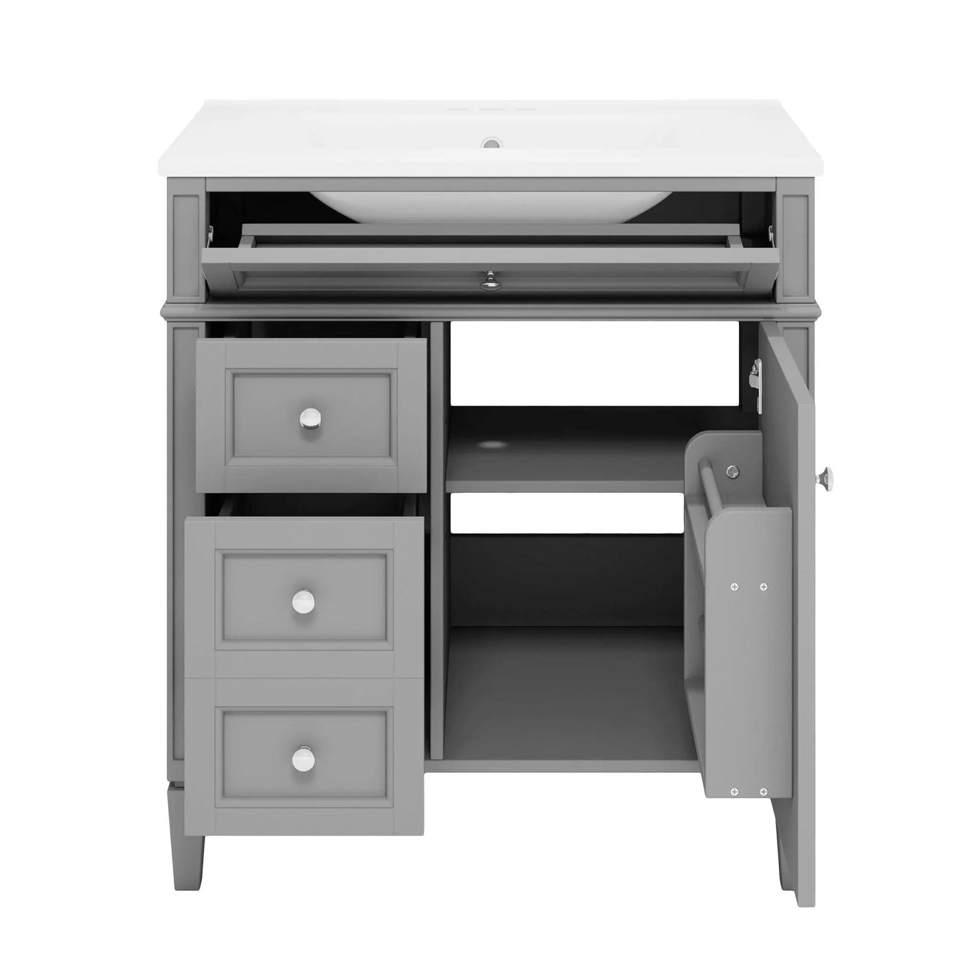 Bathroom Vanity With Top Sink, Storage Cabinet With 2 Drawers, Tip Out Drawer by HouseOfZazla