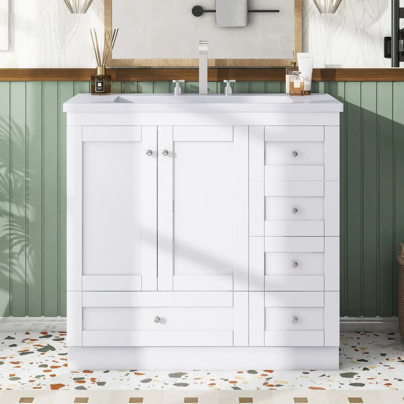 Shaker Free Standing Bathroom Vanity Cabinet With Sink, Soft Close Drawers, Soft Close Doors by HouseOfZazla