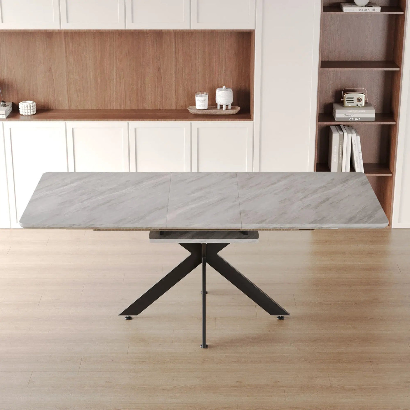 Modern Mid-Century Dining Table Set With Extendable Design by HouseOfZazla