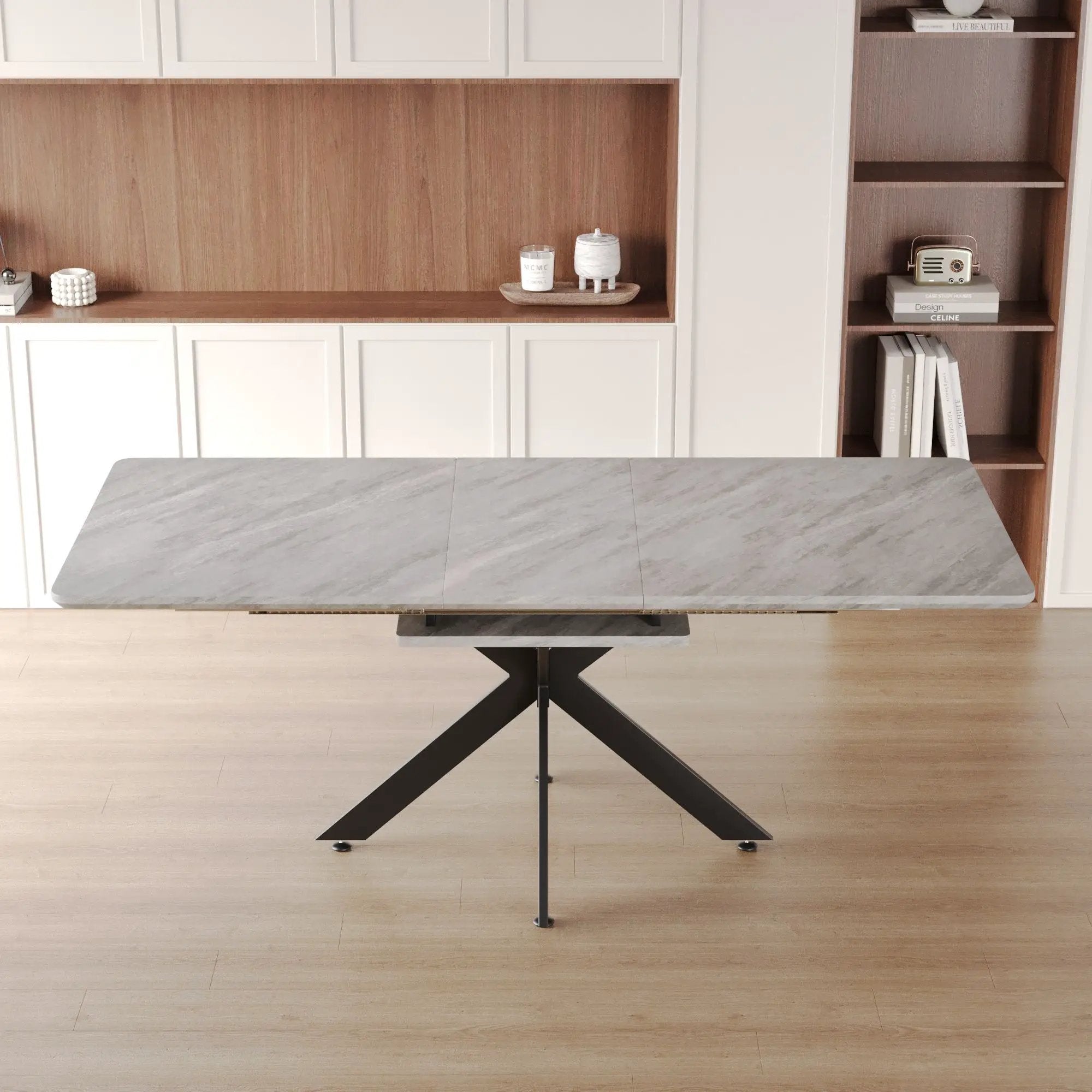 Extendable Dining Table Set With Curved Backrest Upholstered Chairs by HouseOfZazla