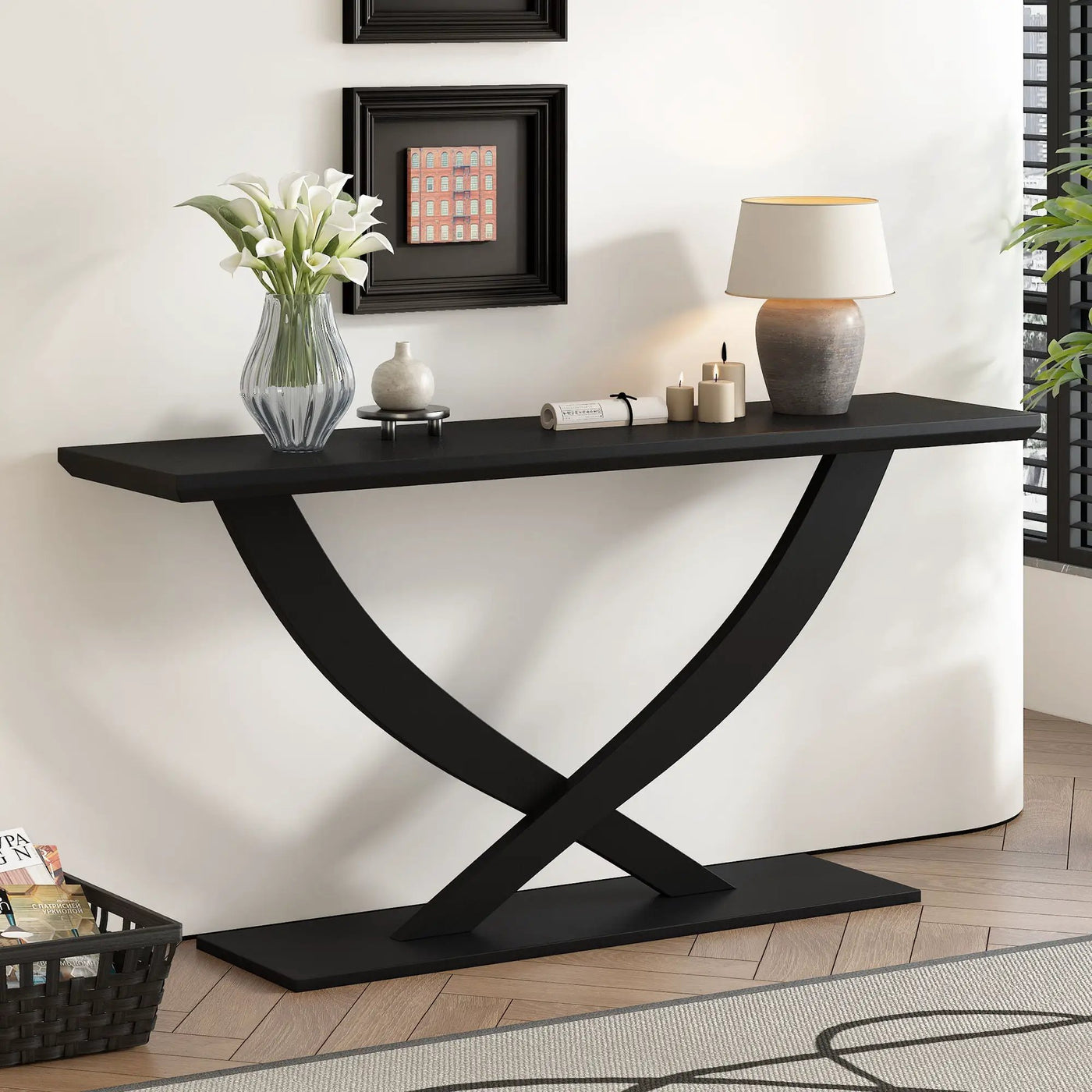 Console Table With Cross Leg Base and Reinforced Support Plate by HouseOfZazla