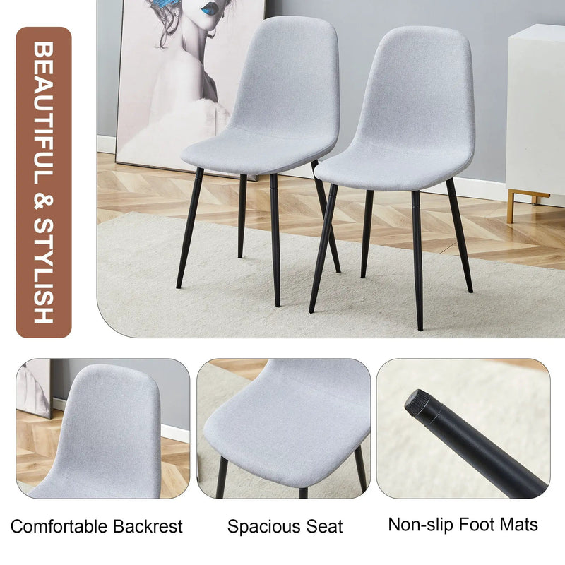 Modern Medieval Style Cushioned Side Chairs Set With Metal Legs For Kitchens by Unique Piece Furniture