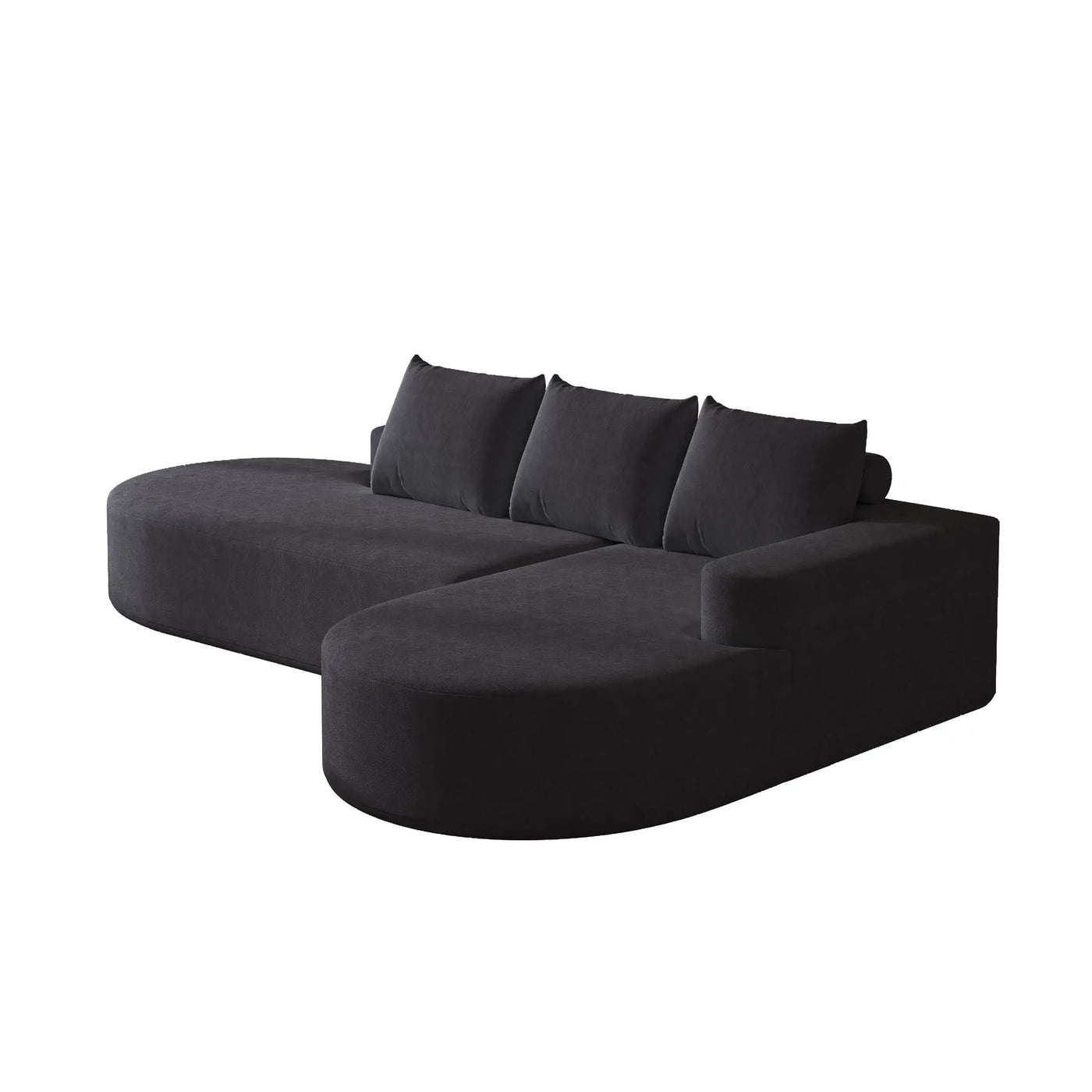 Modern Curved Sofa, L-Shaped Modular Sectional Set With 3 Pillows by HouseOfZazla