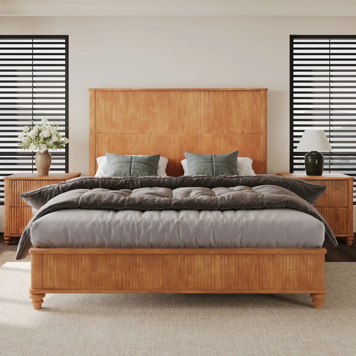 Platform Bed Frame With Tall Headboard by HouseOfZazla