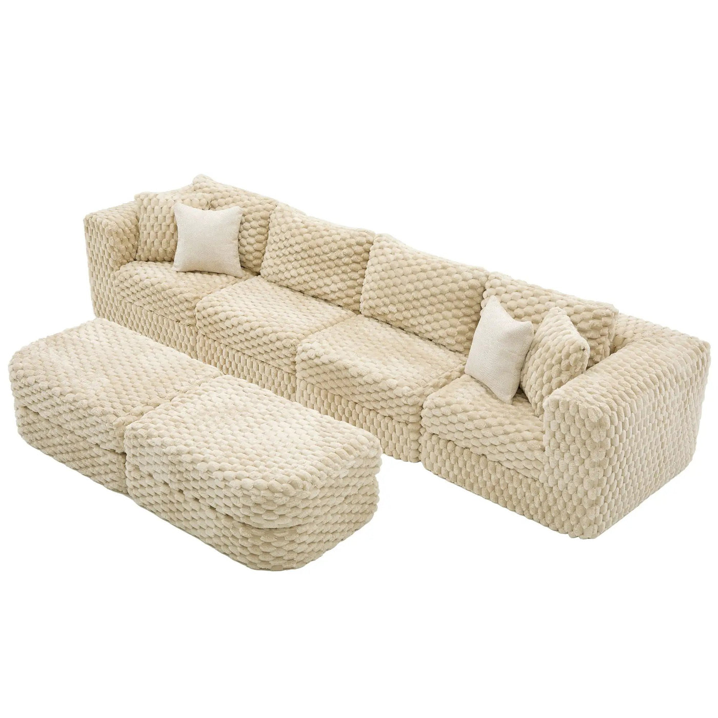 Modular Sectional Sofa, Boneless Couch With 2 Movable Ottomans by HouseOfZazla