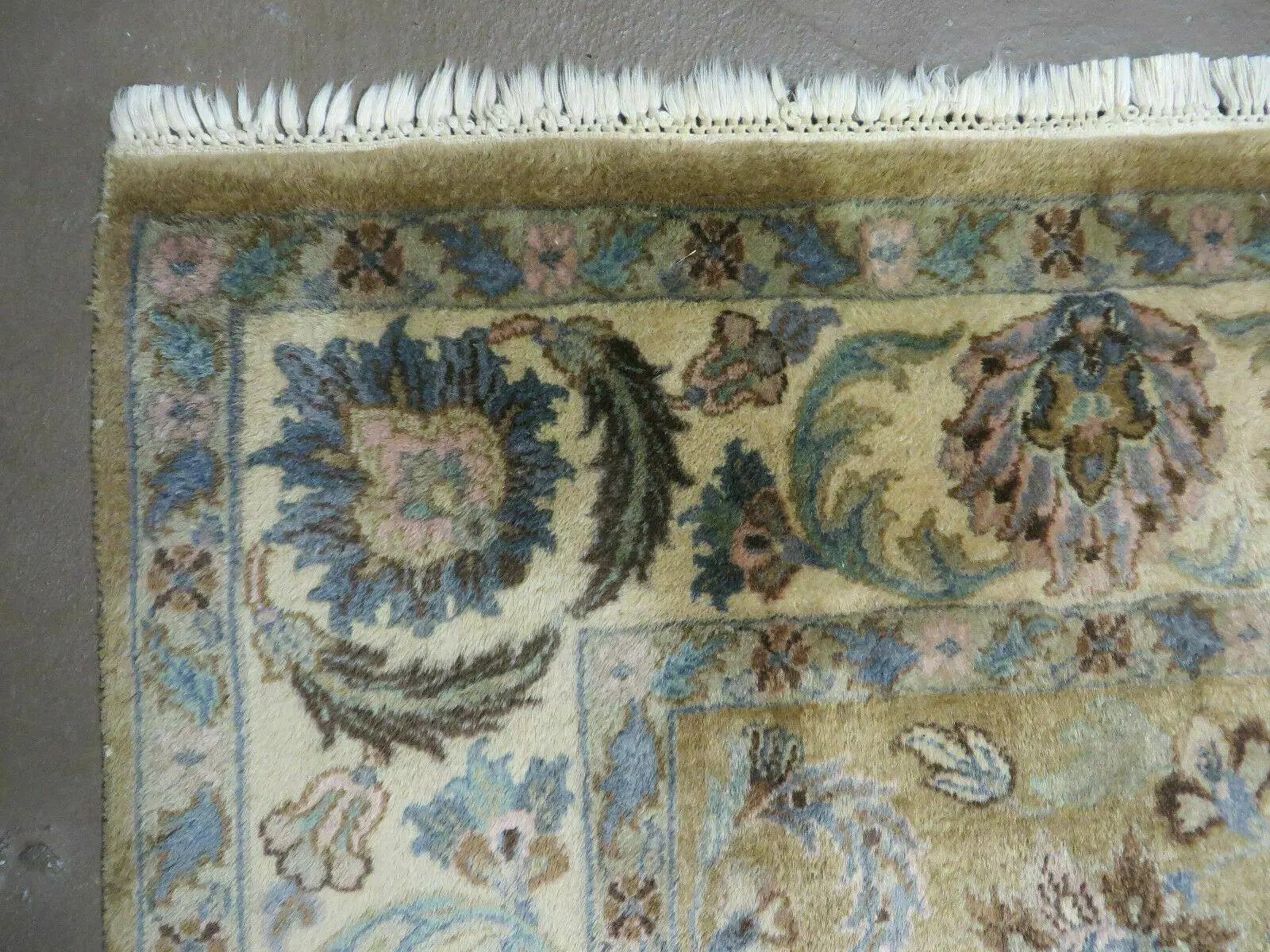5' 6" X 9' Vintage Handmade Jaipur Indian Floral Oriental Wool Rug Veg Dyes by Jewel Rugs