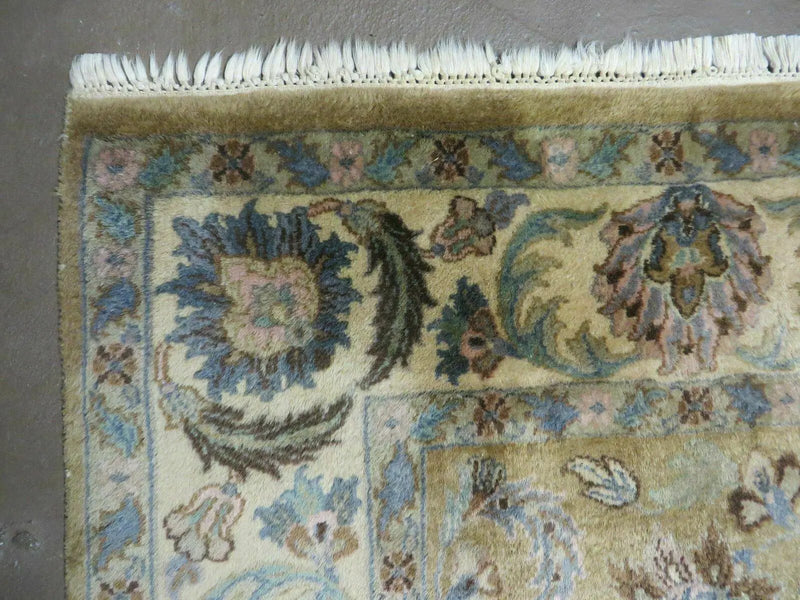 5' 6" X 9' Vintage Handmade Jaipur Indian Floral Oriental Wool Rug Veg Dyes by Jewel Rugs