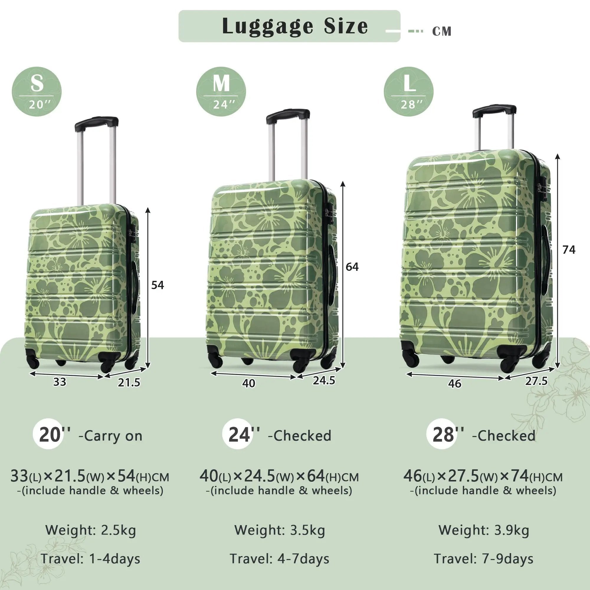 3-Piece Hard Shell Luggage Set – 20" 24" 28" by GigaTech by HouseOfZazla