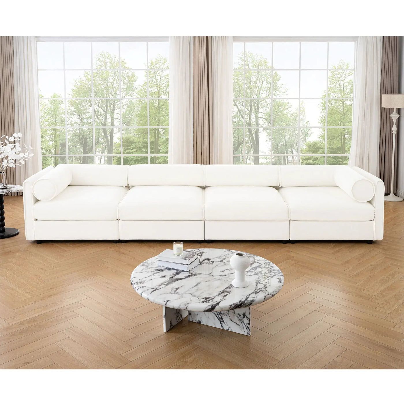 Stylish Sofa With Storage Seat And Cylindrical Backrest by HouseOfZazla