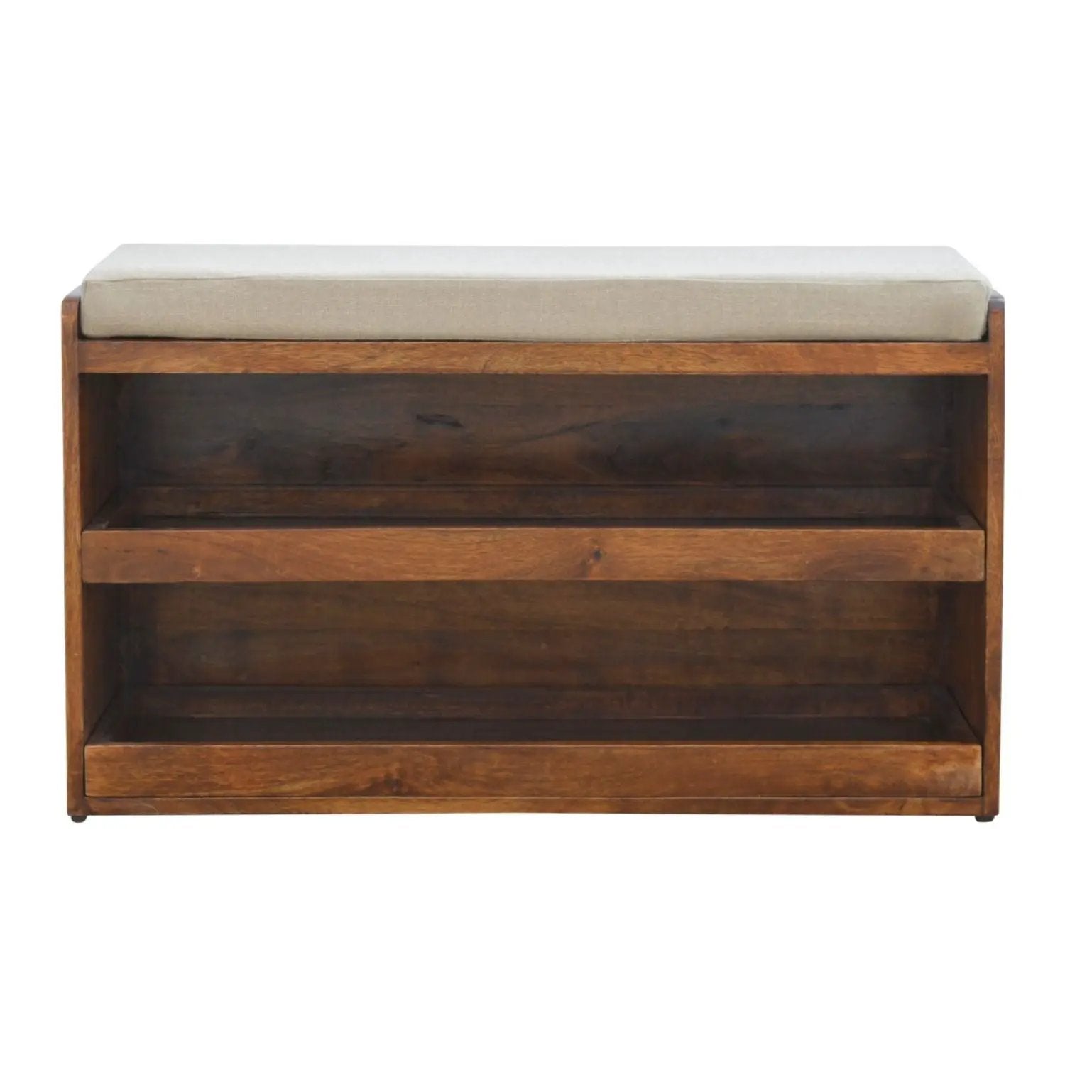 Pull Out Shoe Bench - Chestnut / Mud Linen by HouseOfZazla