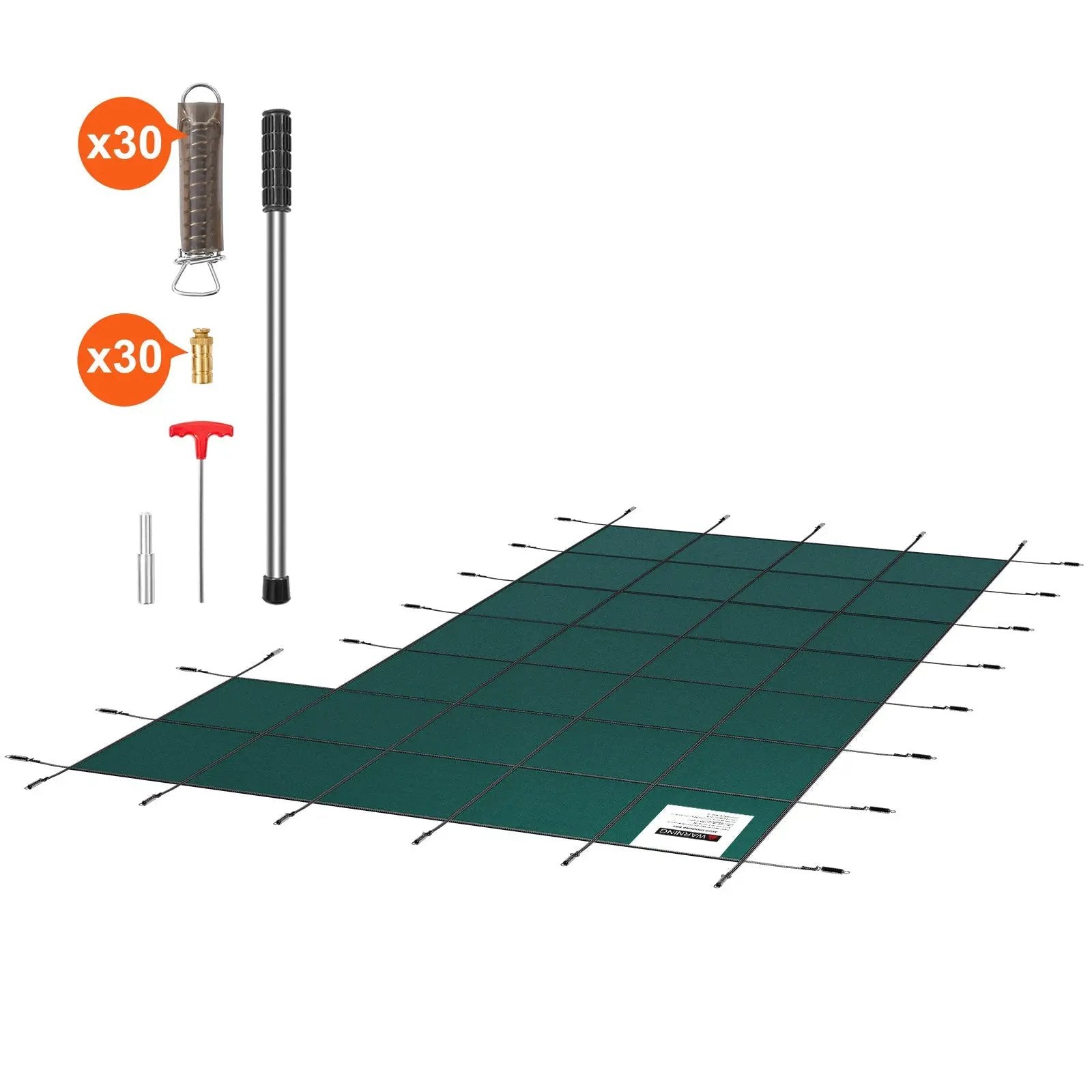 Inground Pool Safety Cover, 20 ft x 38 ft Rectangular with Right Step by HouseOfZazla
