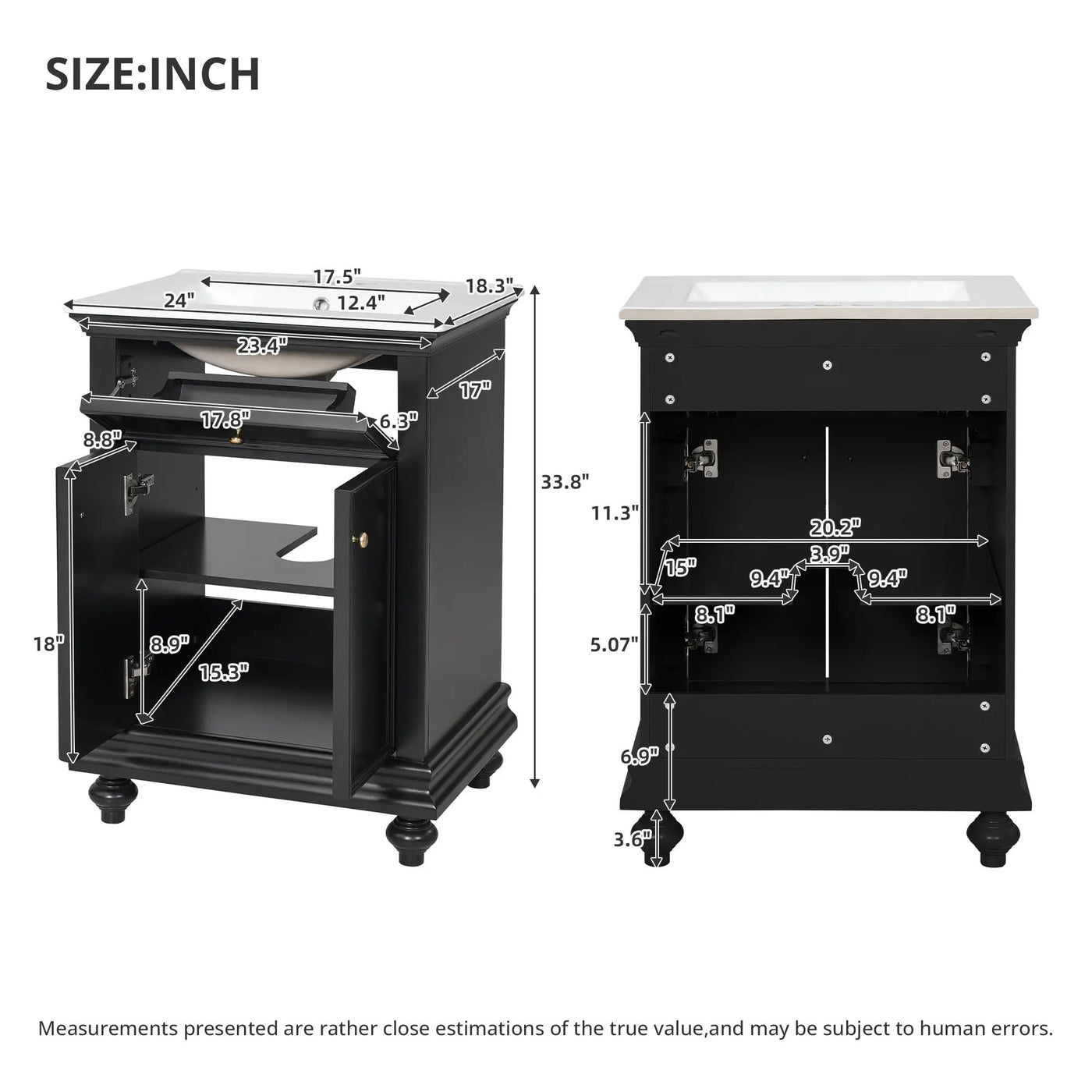 24" Modern Bathroom Vanity with Tip-Out Drawer & Soft-Close Hinges by HouseOfZazla