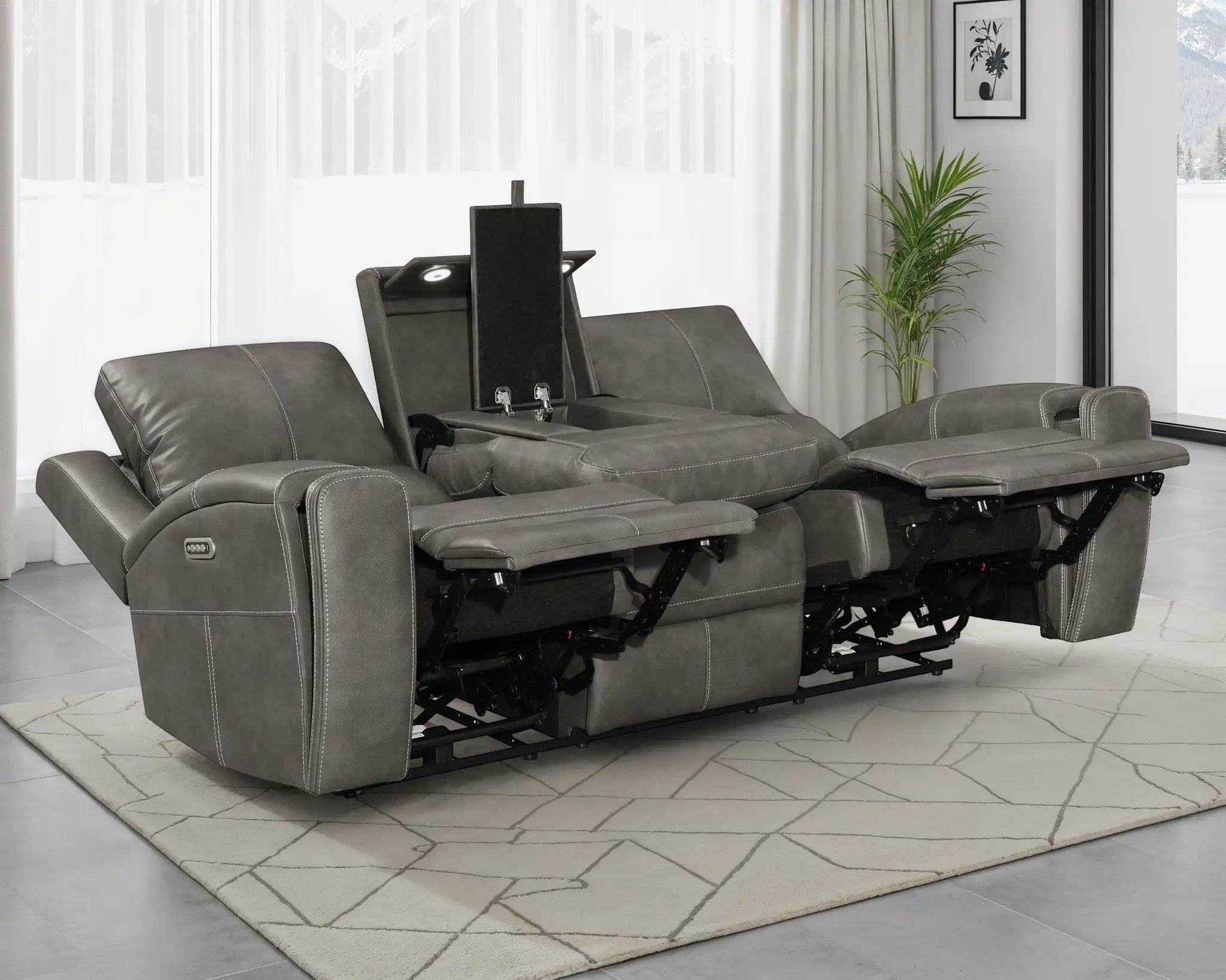 Brickston Triple Power Reclining Sofa Charcoal by Unique Piece Furniture