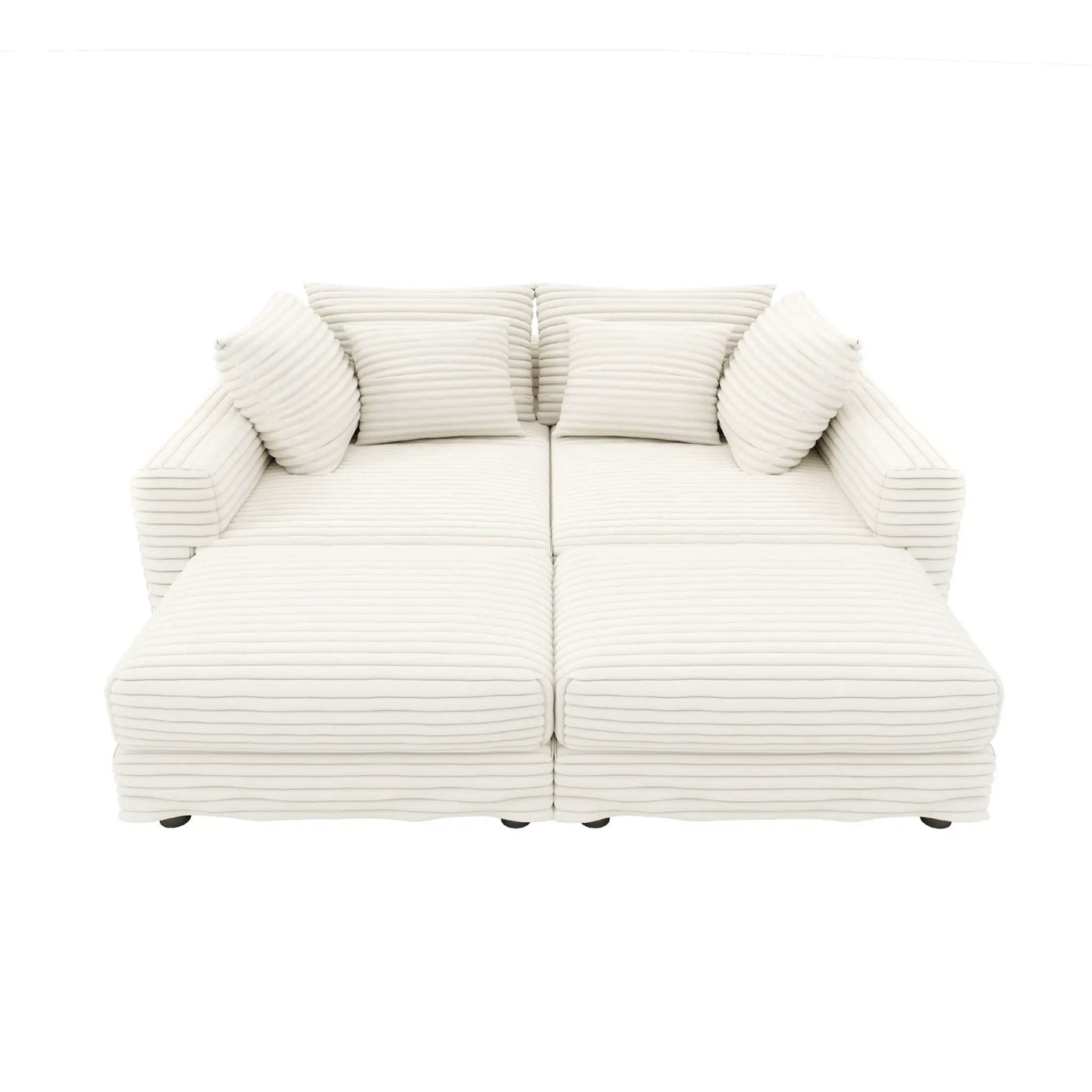 Deep Seat Convertible Sofa With Soft Pillows And Ottomans by HouseOfZazla