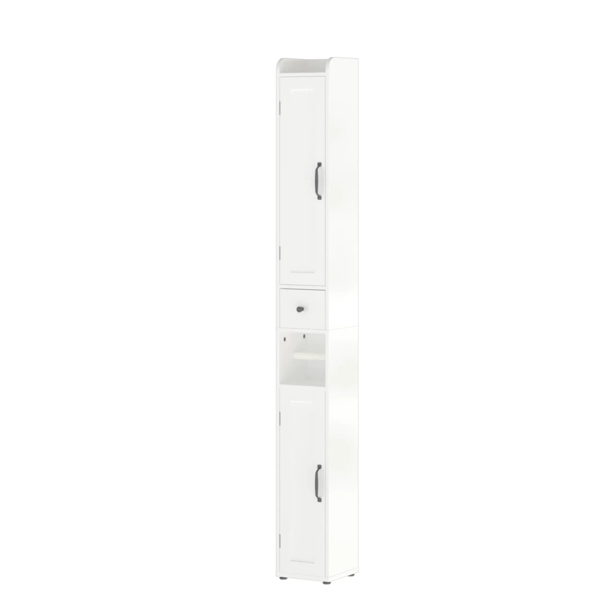 Slim Tall Bathroom Storage Cabinet With Adjustable Shelves, 2 Doors Freestanding Cabinet - White by Unique Piece Furniture