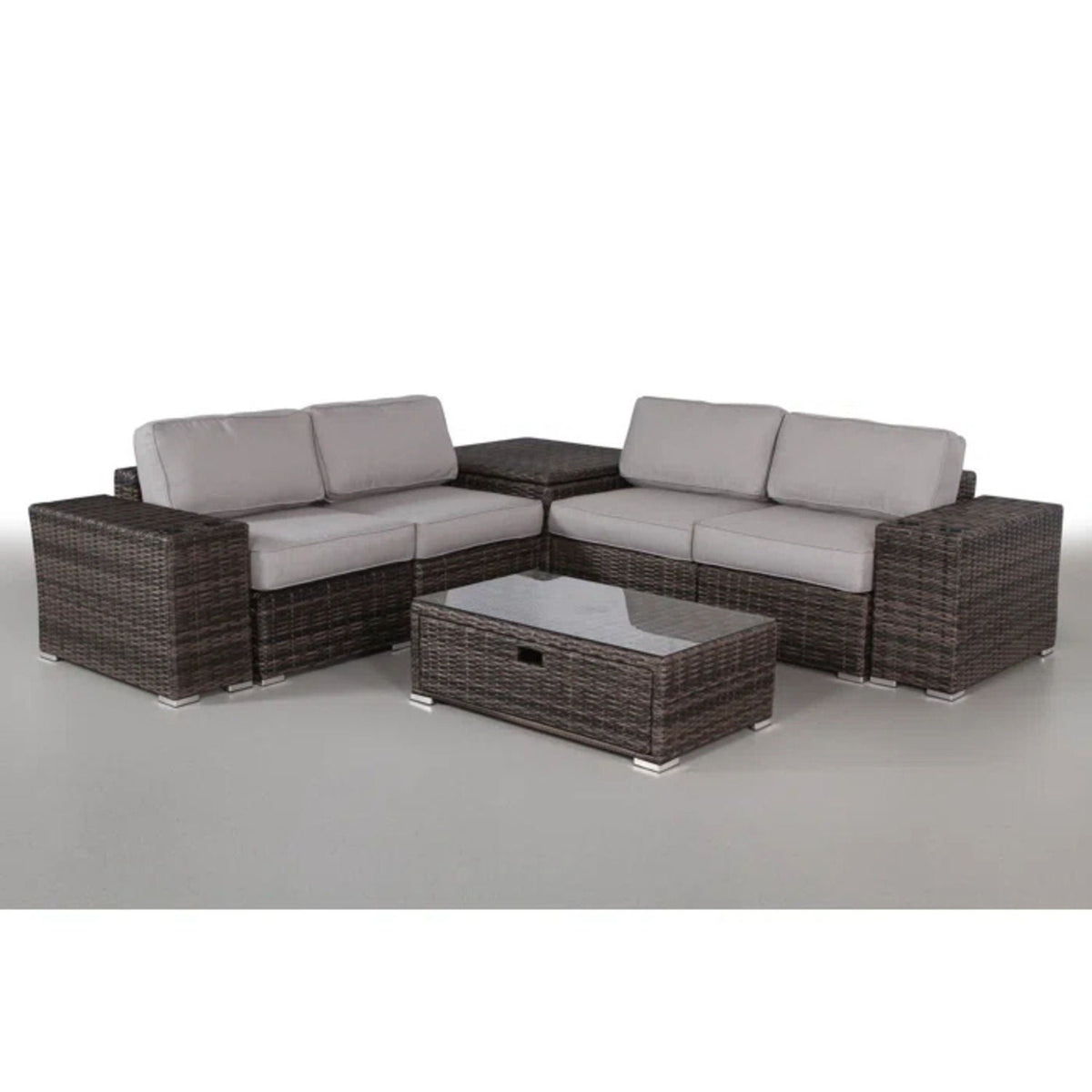 Modern Patio Rattan Sectional Set with Cushions - Multiple Set Options, photo 4 of 40