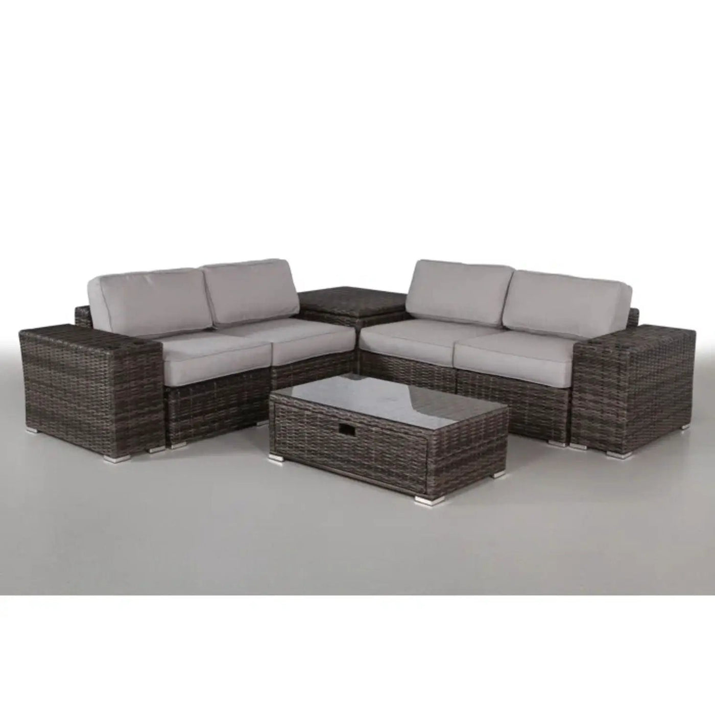 Modern Patio Rattan Sectional Set With Cushions by HouseOfZazla