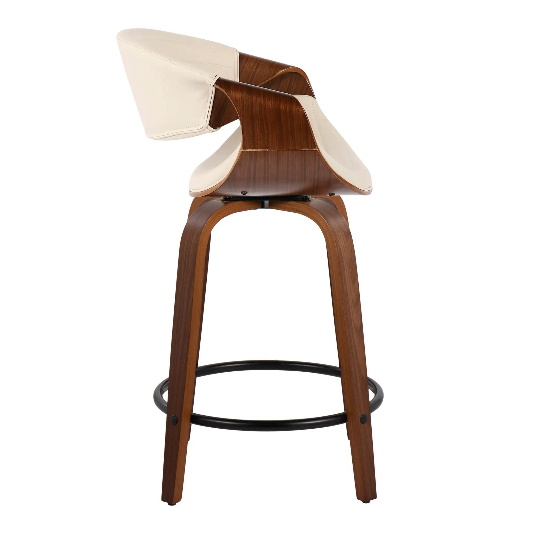Symphony - Mid Century Modern Fixed Height Counter Stool With Swivel With Round Footrest (Set of 2) by HouseOfZazla