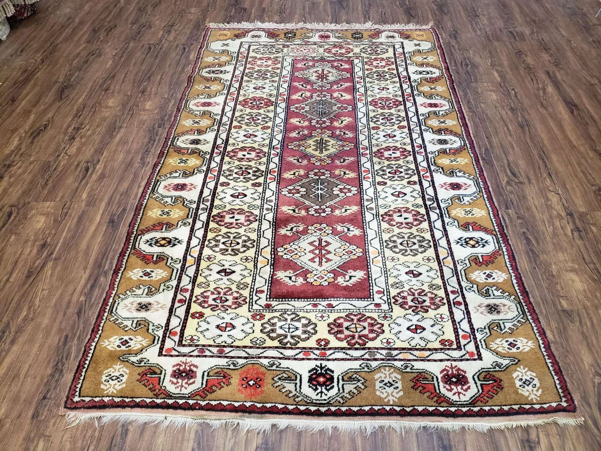 Turkish Caucasian Rug 4x7, Wool Turkish Talish Carpet, Geometric Rug by Jewel Rugs