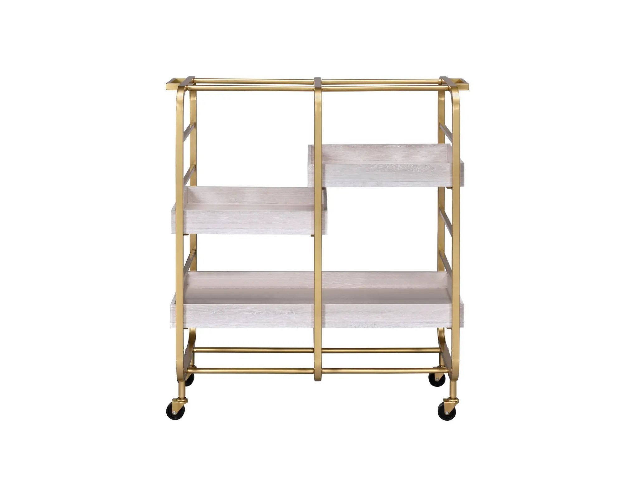 Vorrik Gold & White Washed Finish Serving Cart by HouseOfZazla