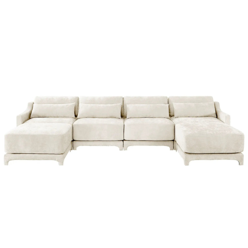 Stylish Sofa With Ottoman And Lumbar Pillows, Ergonomic Design by HouseOfZazla