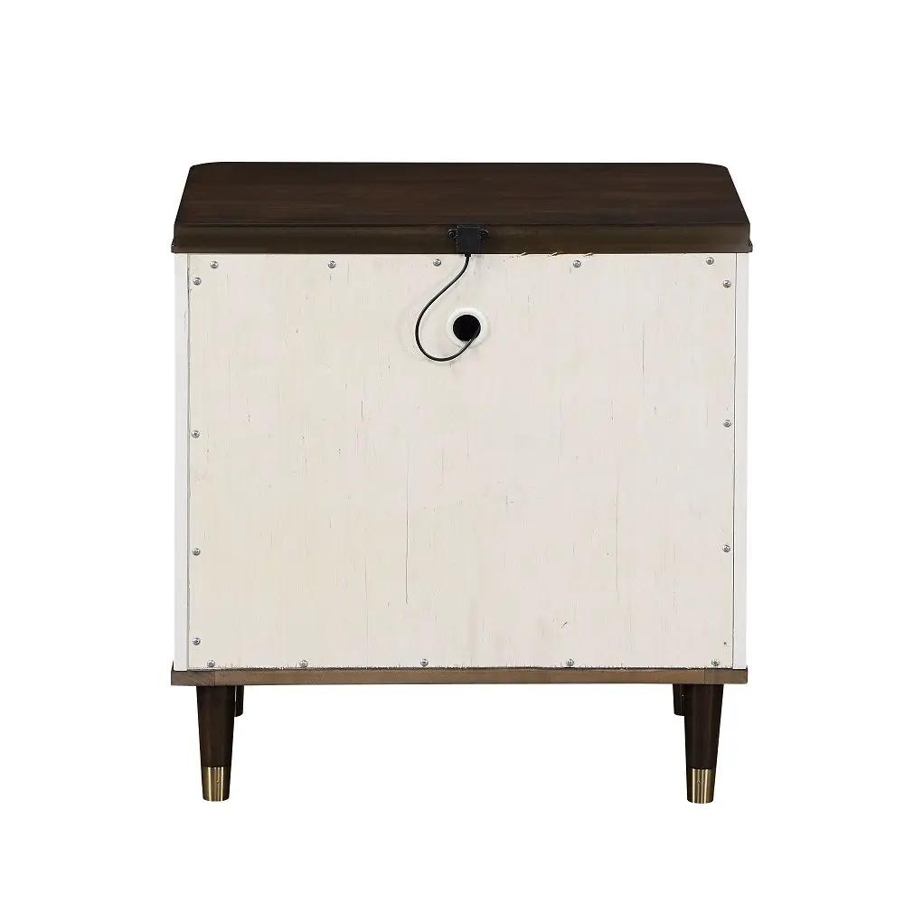 Carena - Nightstand With USB - White & Brown by Unique Piece Furniture