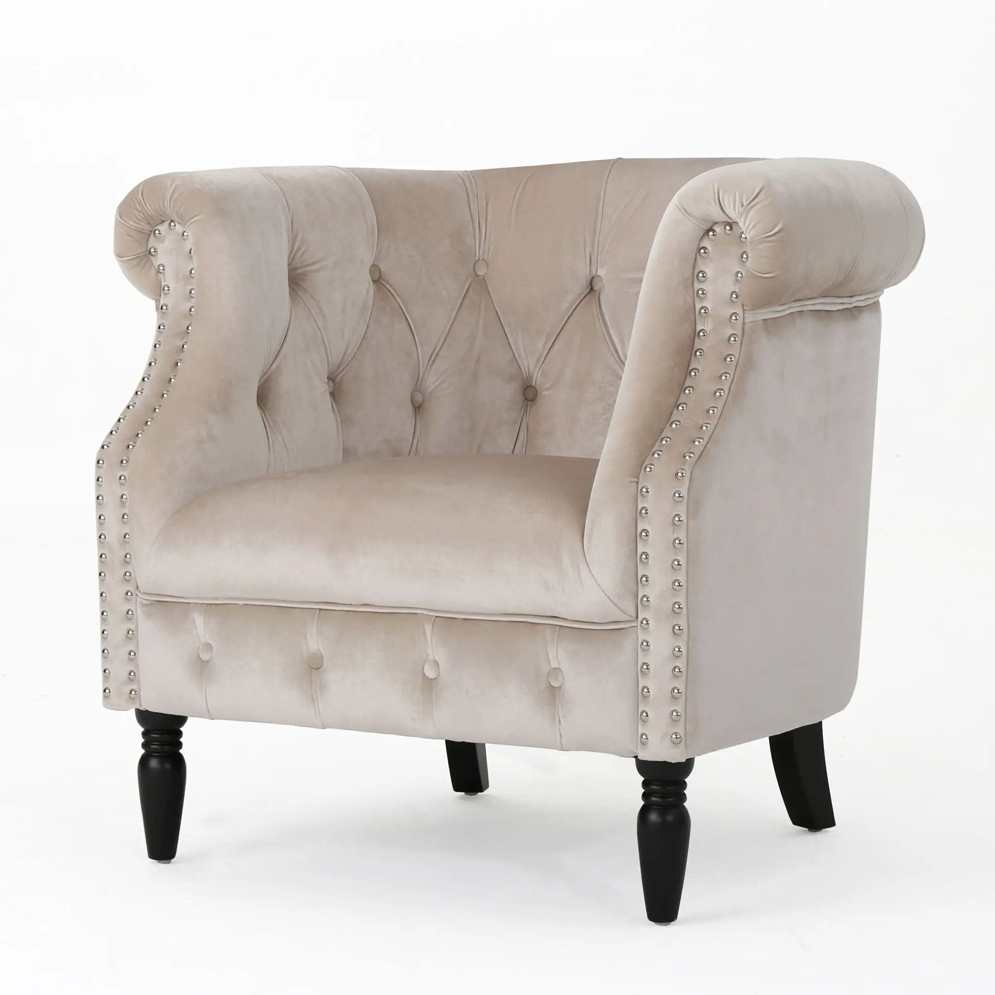 Celestialis Upholstered Club Chair with Tub Design and Rolled Recessed Armrests by HouseOfZazla