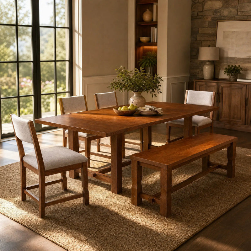 TOPMAX 6-Piece Dining Set with Bench by HouseOfZazla