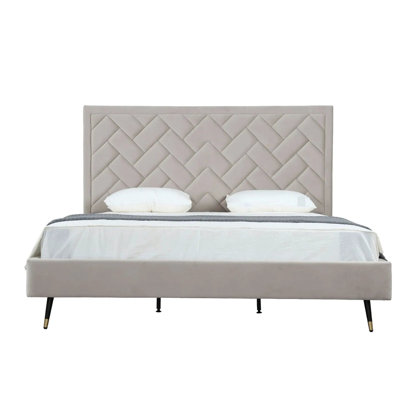 Crosby - Bed With Upholstered Headboard And Slats by HouseOfZazla