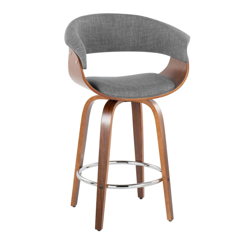 Vintage Mod - Mid Century Modern Fixed Height Counter Stool With Swivel With Round Footrest (Set of 2) by Unique Piece Furniture